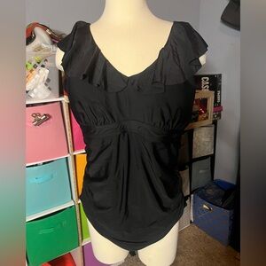 Elegant Black Ruffle One-Piece Swimsuit